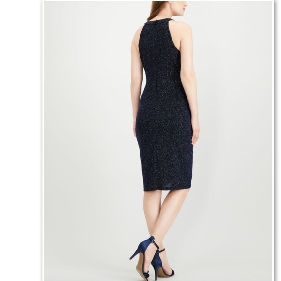 NWT MSK Halter Sparkle Metallic Sheath Dress 16 - Picture 2 of 4